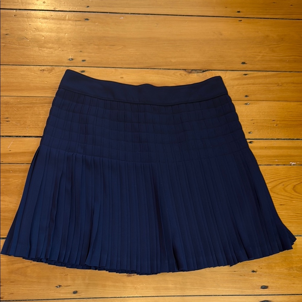 J. Crew Elegant Navy Lined Pleated Skirt
